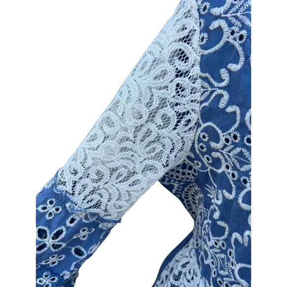 Colori di Mare Italian Boho Embroidered Lace Dress Eyelet Paisley Size XL - Picture 7 of 9